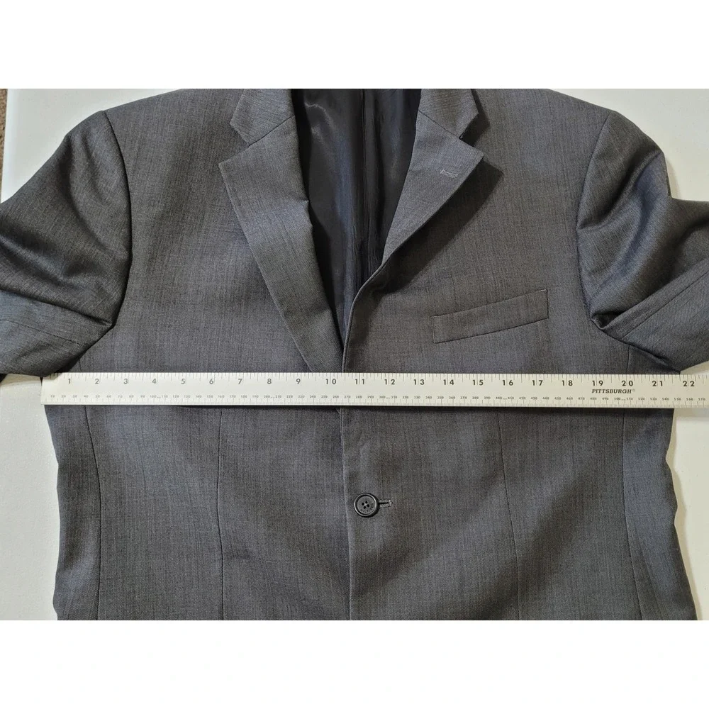Tommy Hilfiger Blazer Jacket Mens 41R Gray 100% Wool Notch Lapel Single Breasted